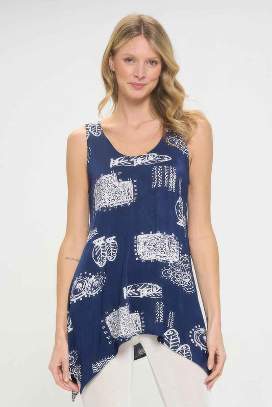 Hit Print Shark Bite Hem Tank