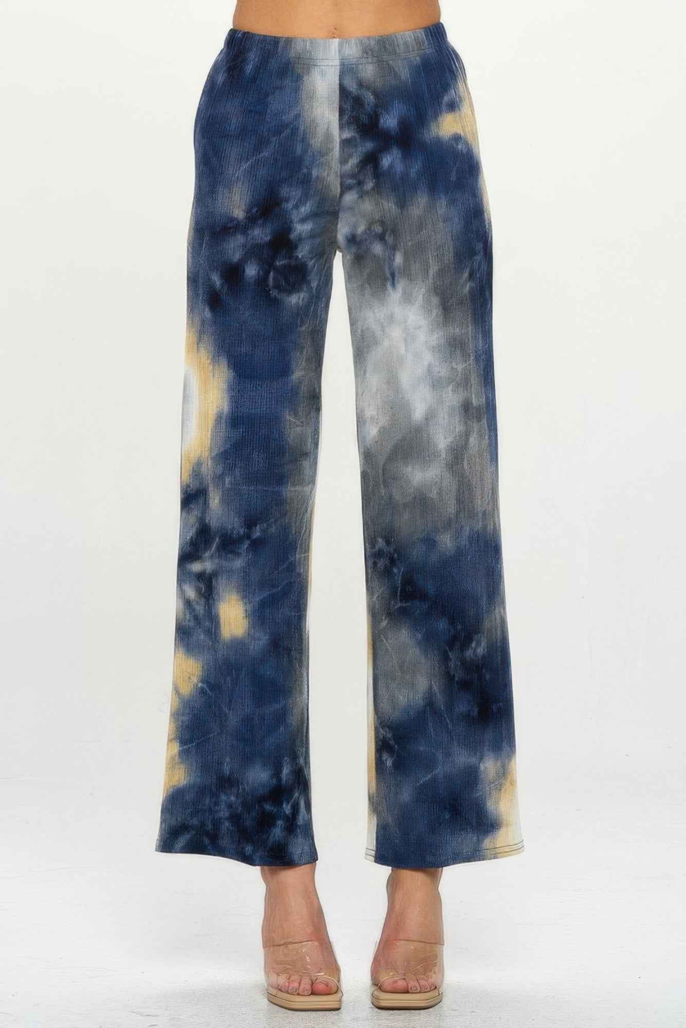 Andante Tie Dye Print Flared Pants