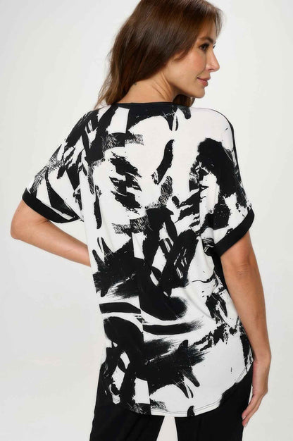 Hit Inbinding Neck Contrast Dolman Sleeve Top