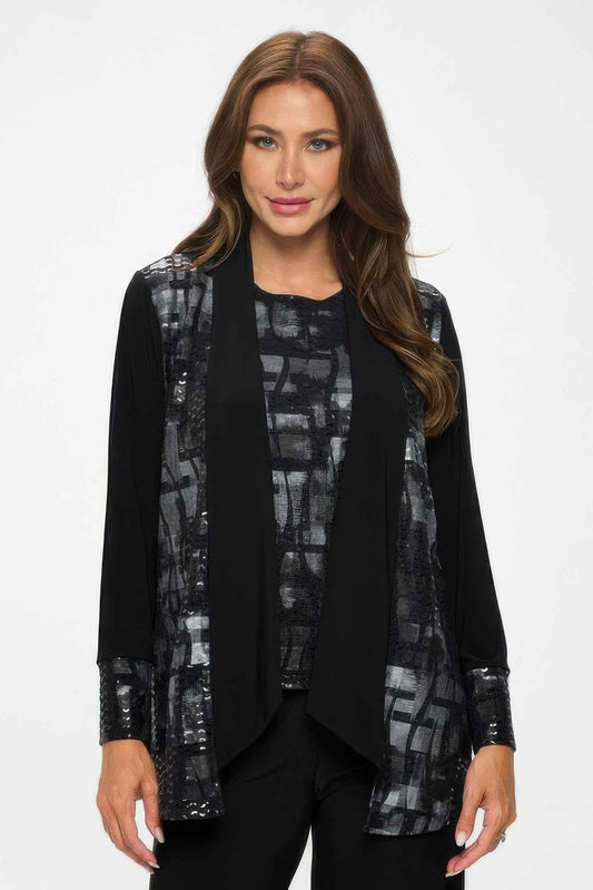Nylon Foil Sequin Contrast Jacket