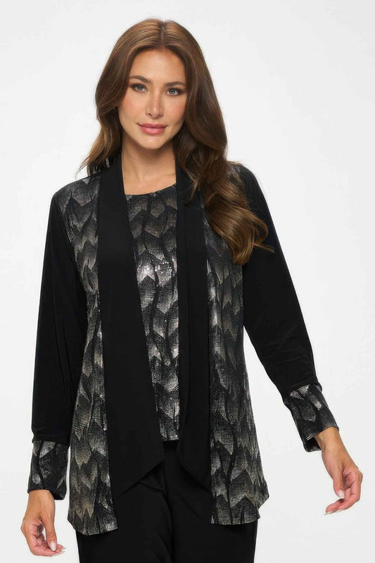 Nylon Foil Sequin Contrast Jacket