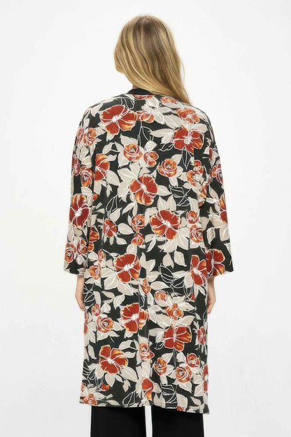 Hit Kimono Long Jacket W/pocket
