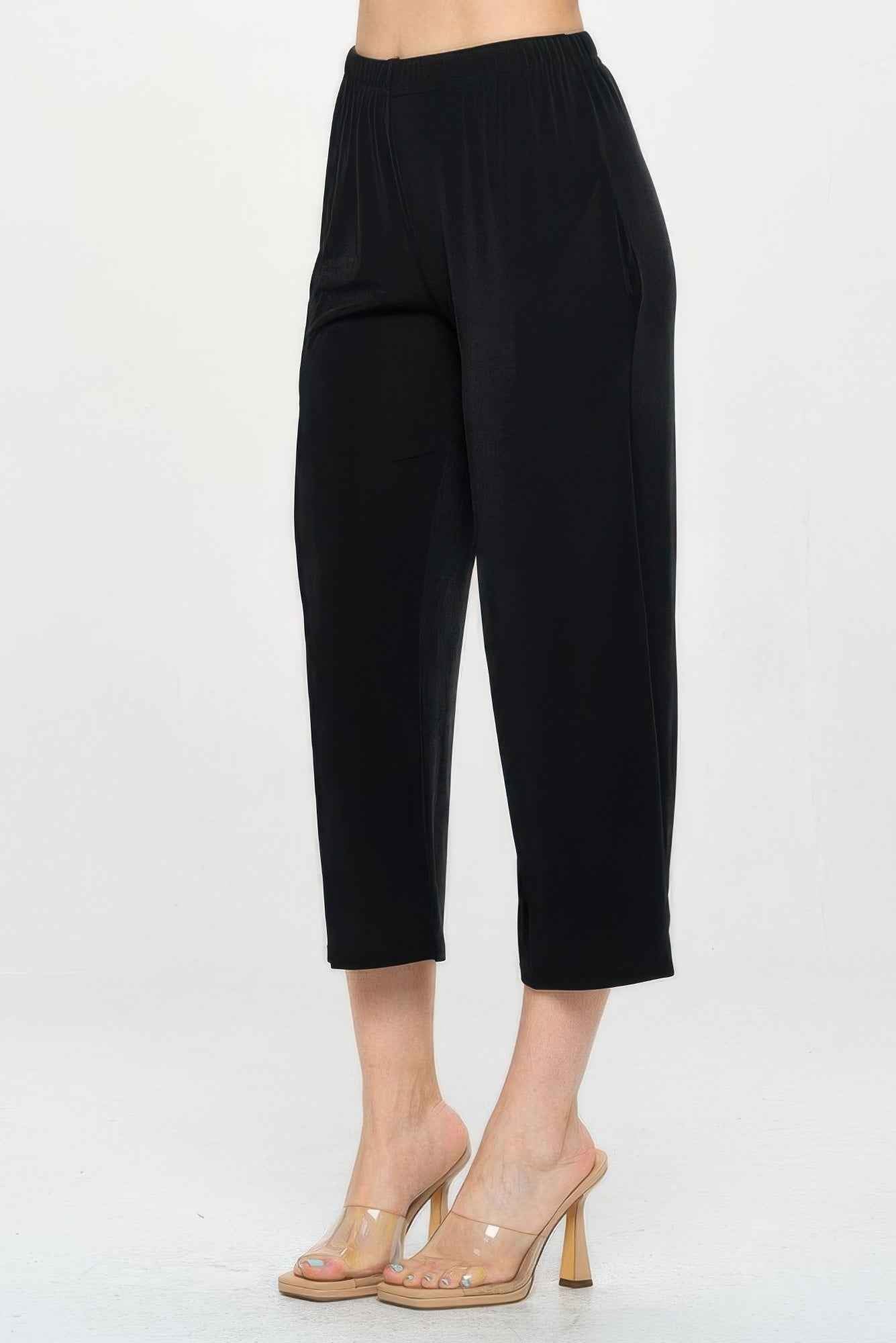 Elastic Waistband Ankle Pants with Pockets