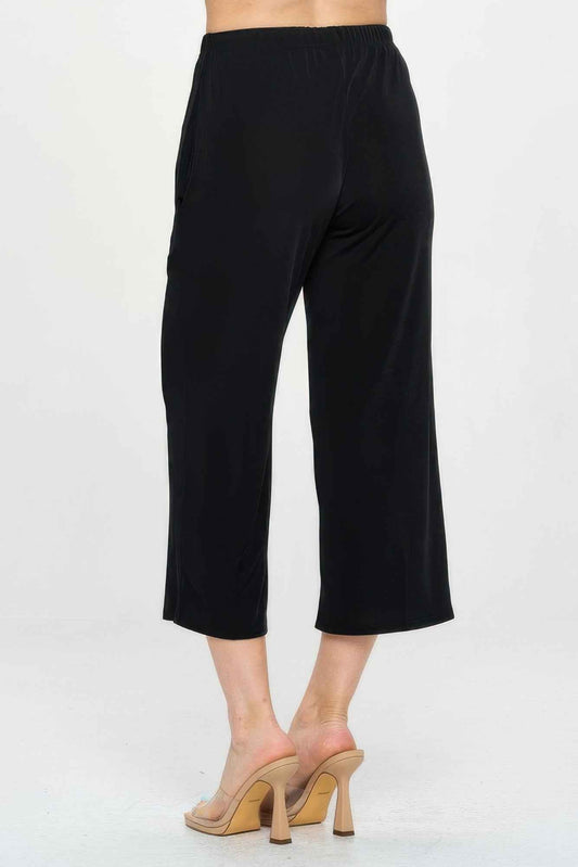 Elastic Waistband Ankle Pants with Pockets