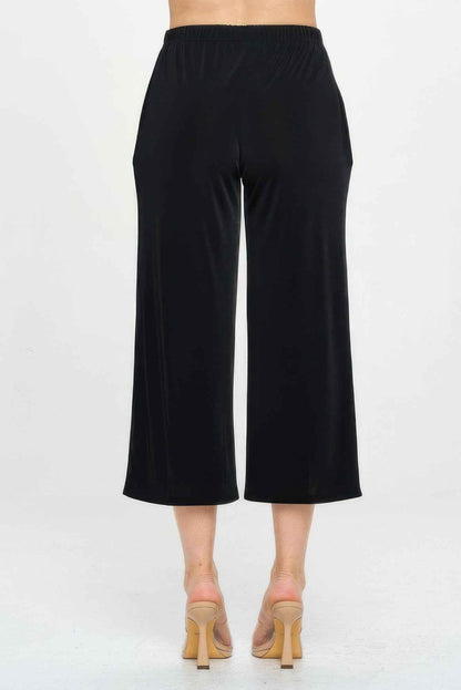 Elastic Waistband Ankle Pants with Pockets