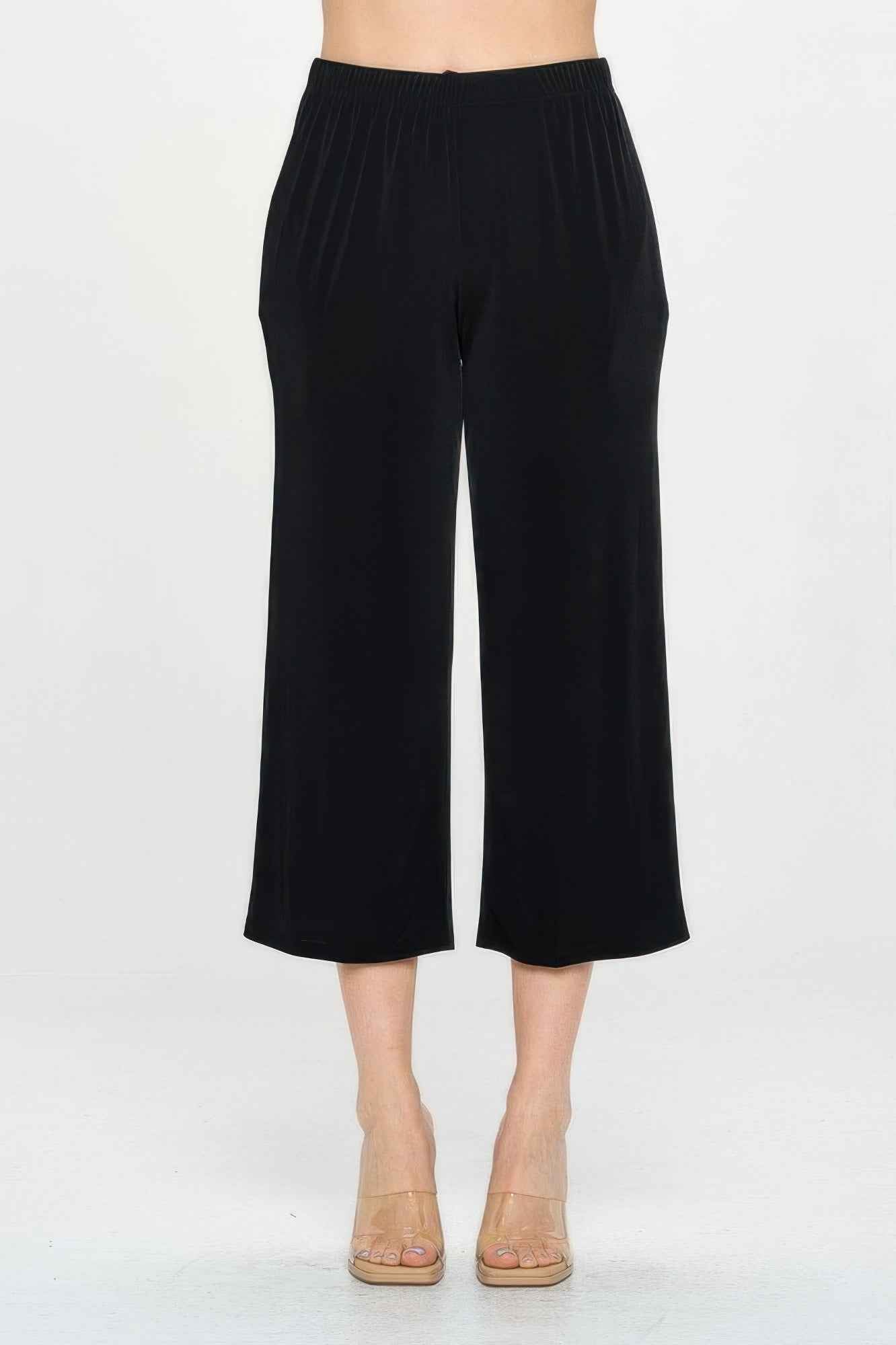 Elastic Waistband Ankle Pants with Pockets