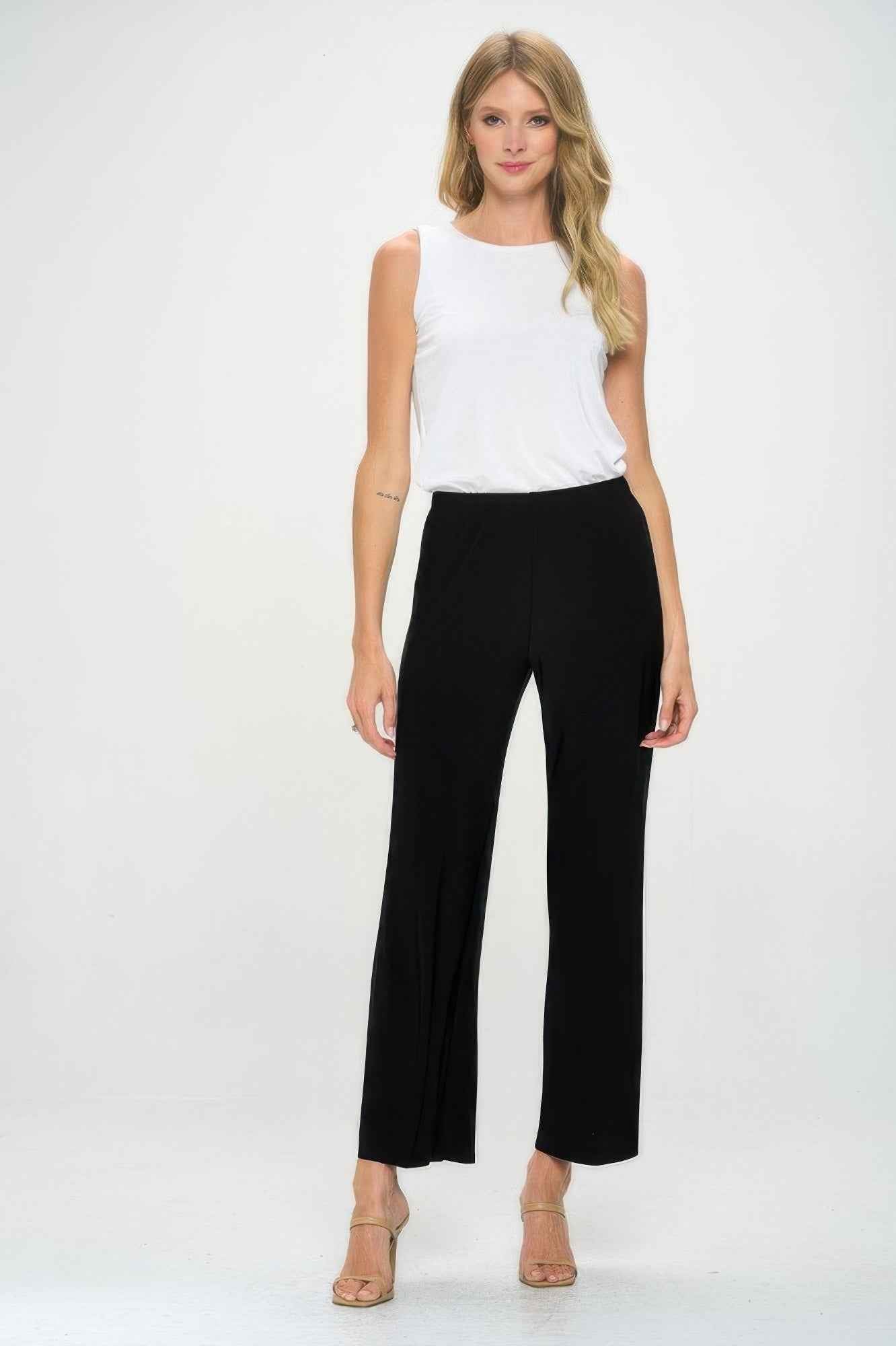 Elastic Waistband Flared Pants