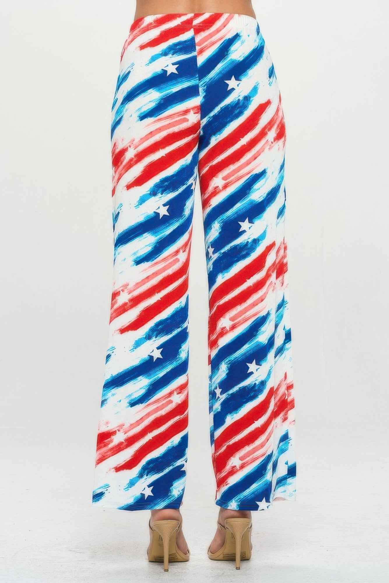 American Flag Print Flare Pants