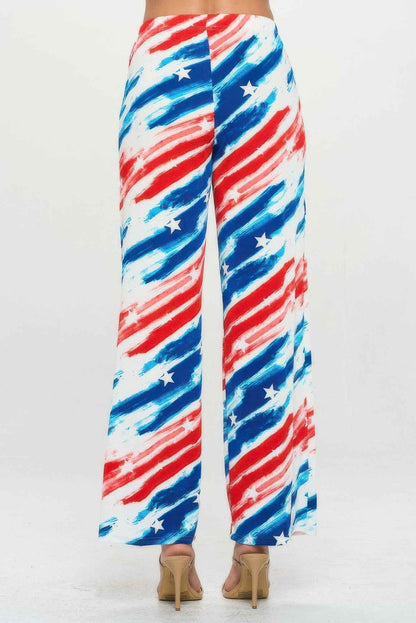 American Flag Print Flare Pants