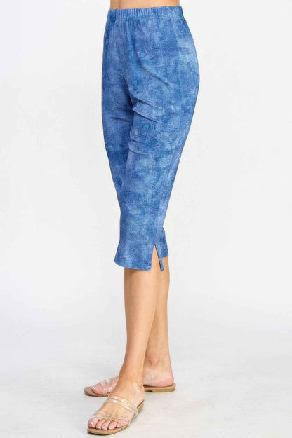 Denim Print Stretch Capri Pants