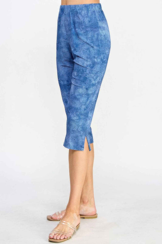 Denim Print Stretch Capri Pants