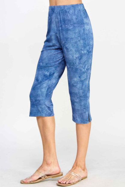 Denim Print Stretch Capri Pants