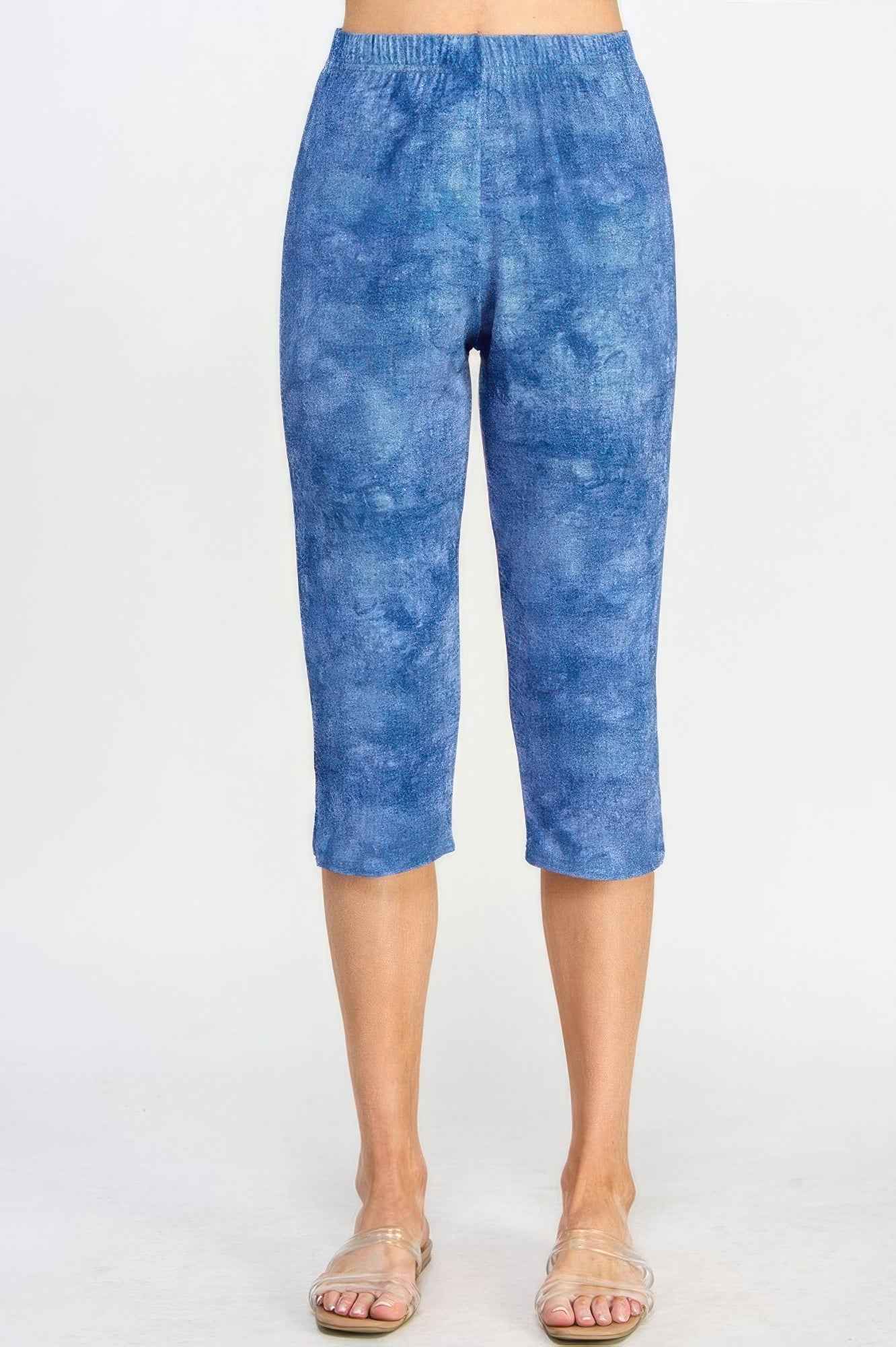Denim Print Stretch Capri Pants
