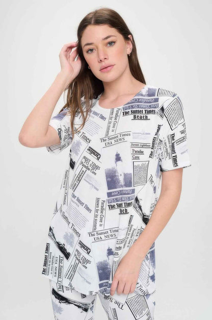 Short Sleeve Top Capri Pants Set