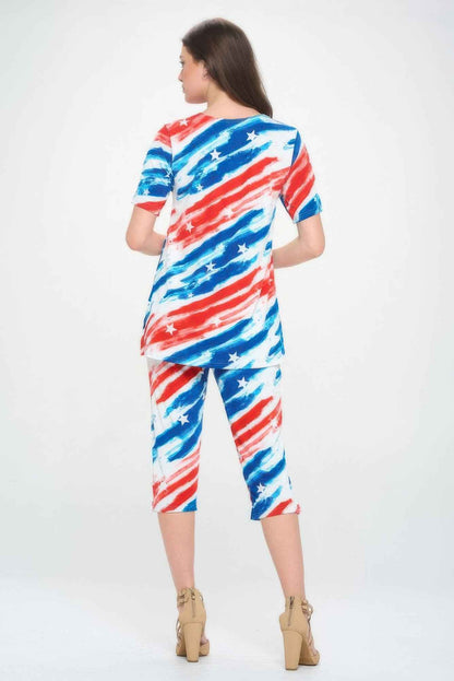 Short Sleeve Top Capri Pants Set