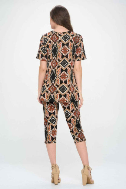 Short Sleeve Top Capri Pants Set