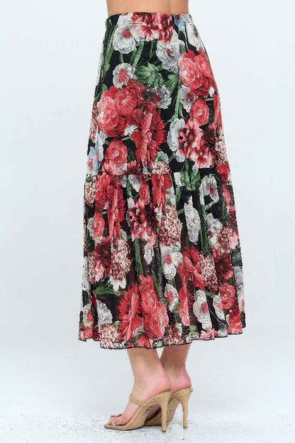 Mesh Romance Tiered Print Skirt