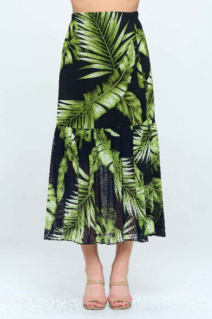 Mesh Romance Tiered Print Skirt