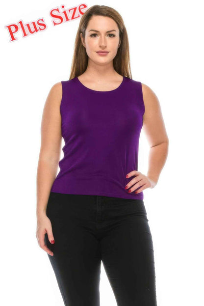 Plus Size Sleeveless Solid Tank Top