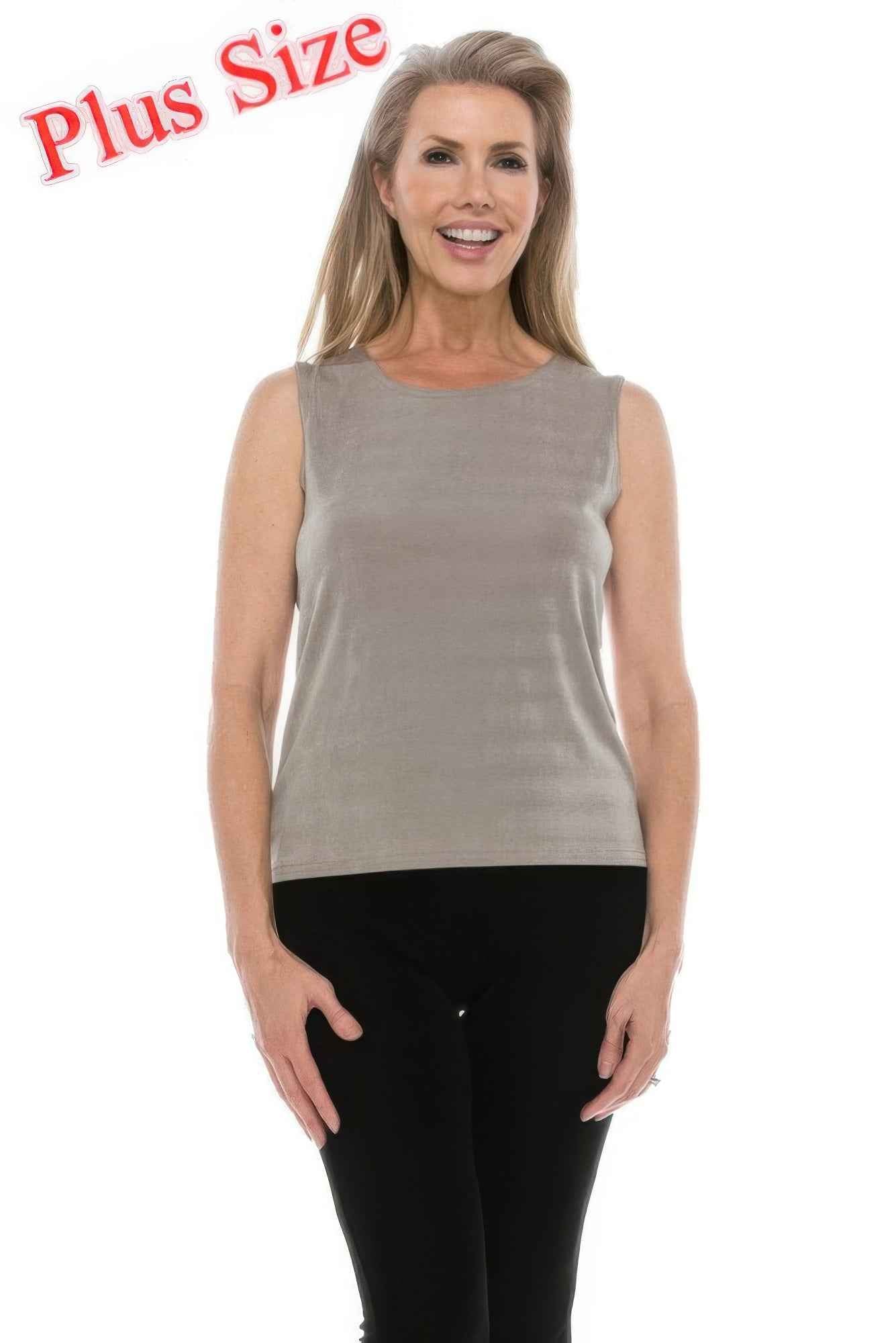 Plus Size Sleeveless Solid Tank Top