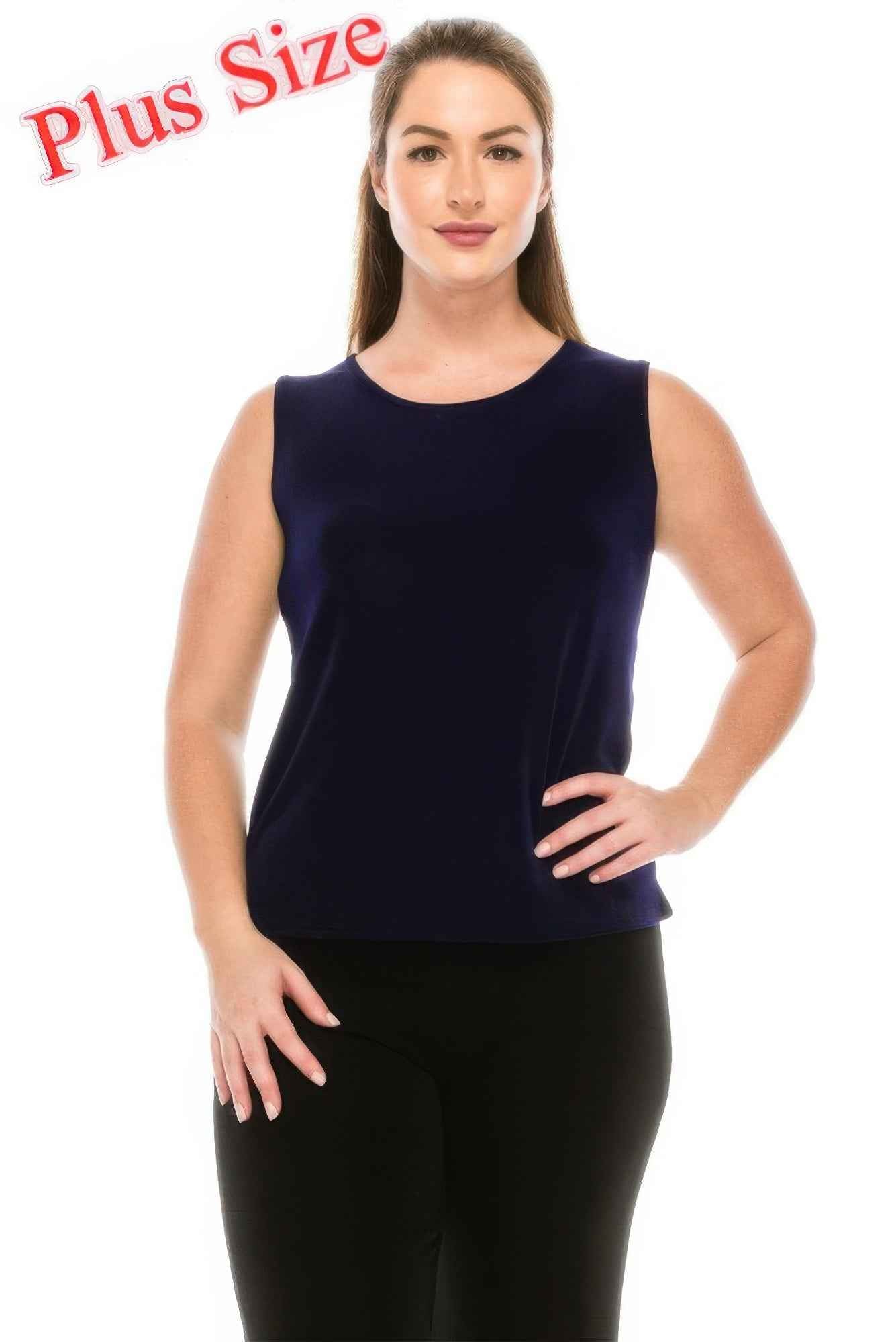 Plus Size Sleeveless Round Neck Tank