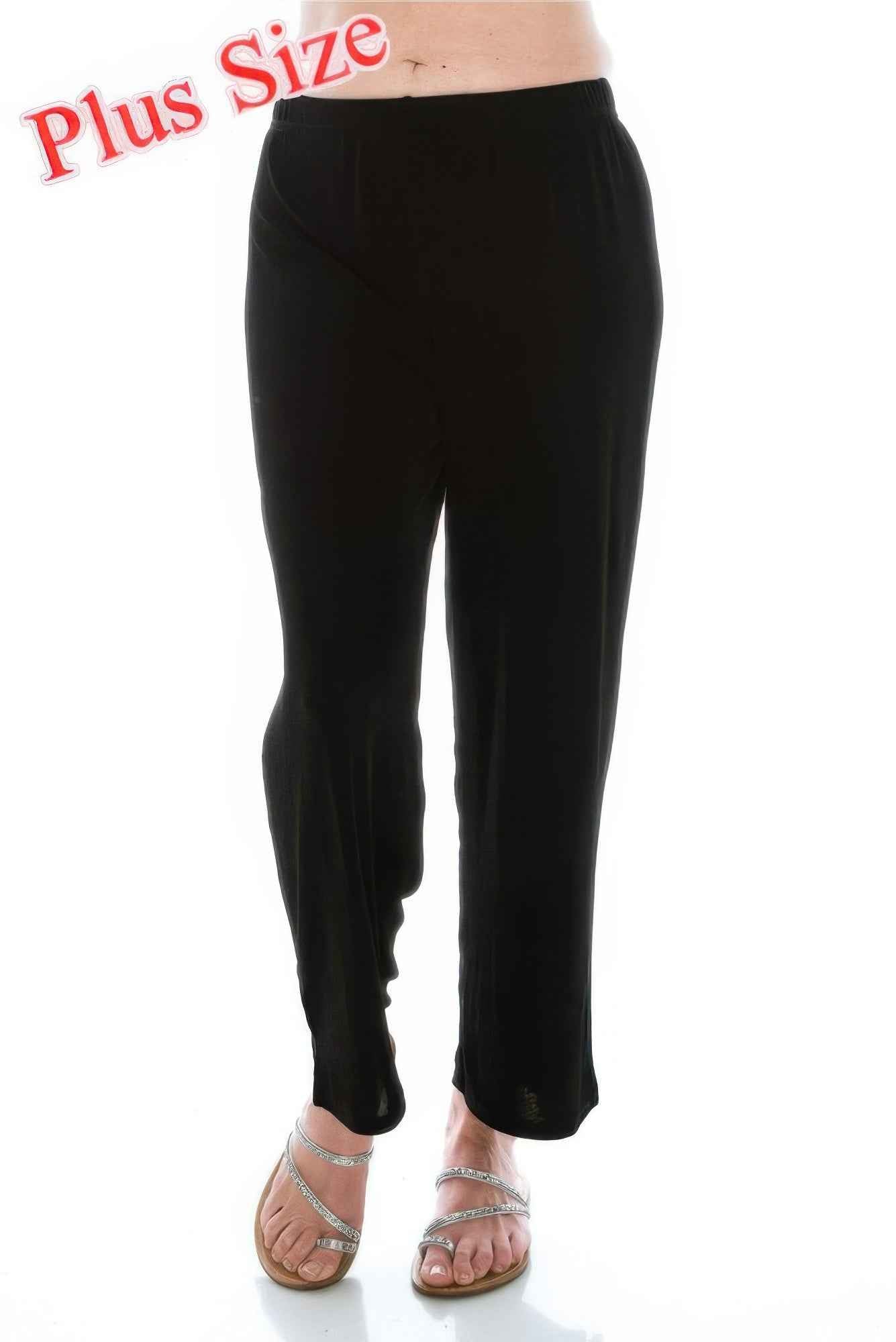 Plus Size Stretchy Solid Ankle Plus Pants