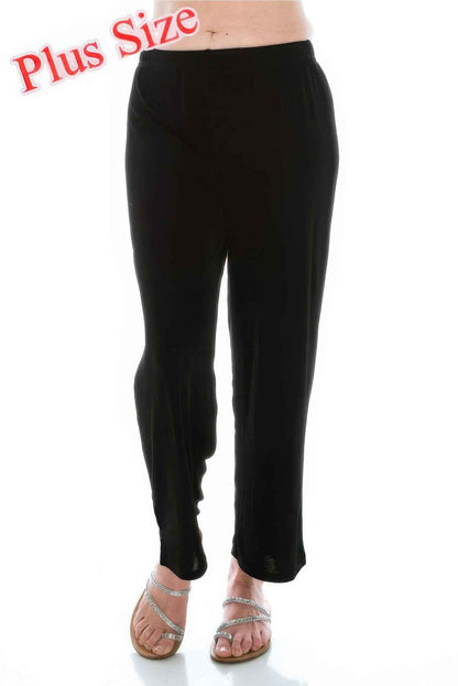 Plus Size Stretchy Solid Ankle Plus Pants