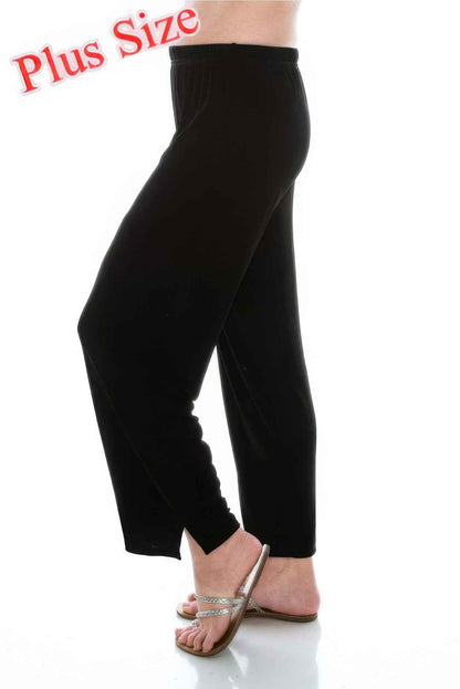 Plus Size Stretchy Solid Ankle Plus Pants