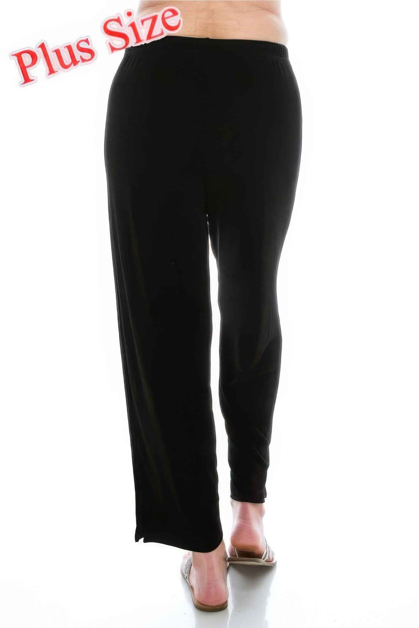 Plus Size Stretchy Solid Ankle Plus Pants