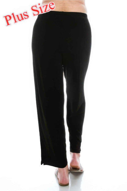 Plus Size Stretchy Solid Ankle Plus Pants