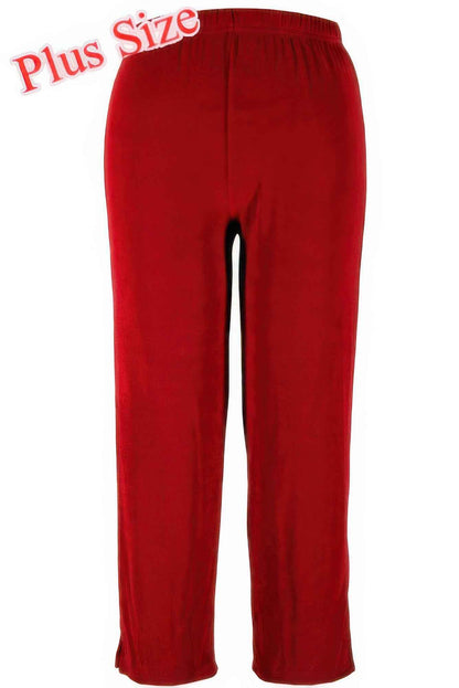 Plus Size Stretchy Solid Ankle Plus Pants
