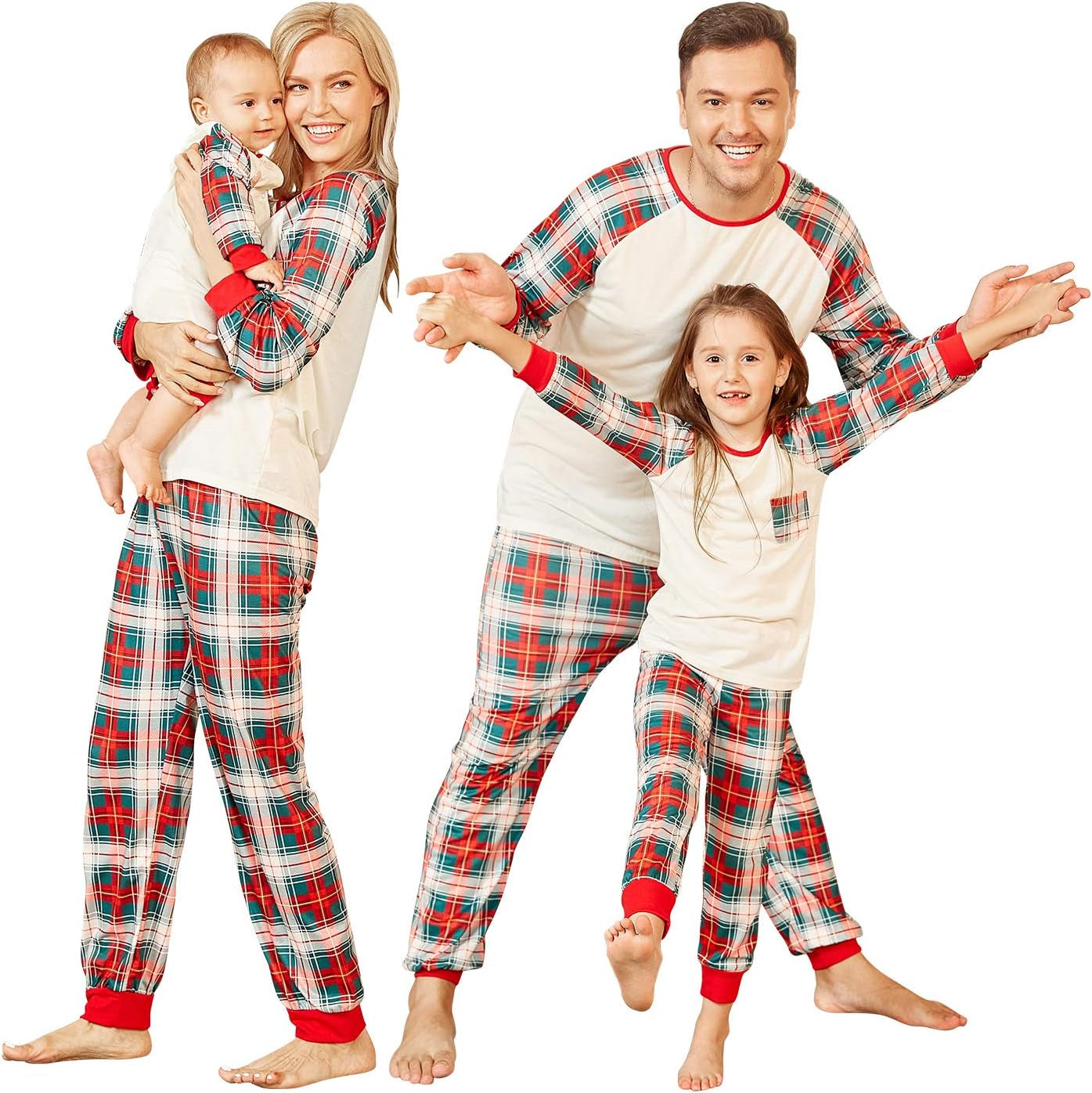 Christmas Pajamas for Family, Matching Family Christmas Pjs Sets Red Elk Tree Printed Top Sleepwear