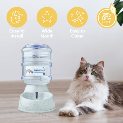 - Automatic Cat Feeder and Dog Water Bowl Dispenser - 1 and 3 Gallon Pet Water Dispenser and Feeder - H20, Self-Filling, Small and Large Dog Feeder and Cat Water Bowl - Pet Feeding Station