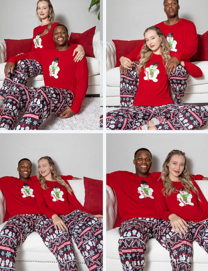 Matching Family Christmas Pajamas Holiday Sleepwear Set Long Sleeve Pullover and Printed Pants S-XXL