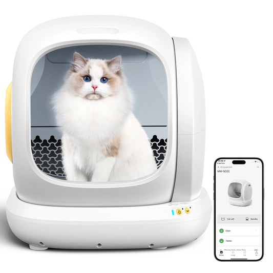 Smart Automatic Self-Cleaning Cat Litter Box, APP Control/Integrated Safety Protection,White