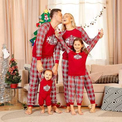 Christmas Pajamas for Family, Matching Family Christmas Pjs Sets Red Elk Tree Printed Top Sleepwear