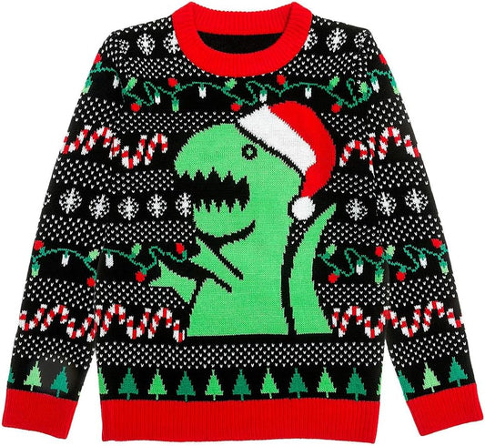 Trex Ugly Christmas Sweater Dinosaur Dino Gift for Boys Girls 2Yr - 12Yr