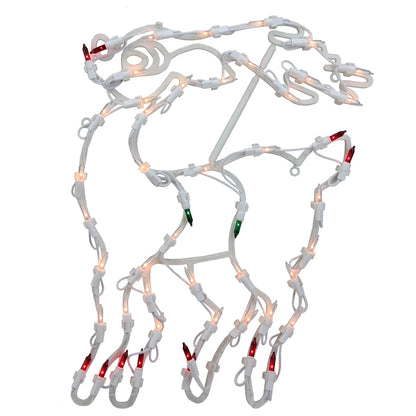 Lighted Reindeer Christmas Window Silhouette - 18" - White - Multicolor Lights Pet's Supplies |