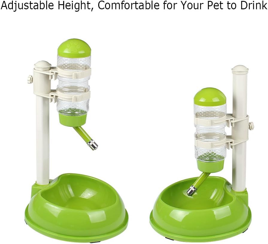 Pet Standing Water Dispenser, Dogs Water Bottle Stand for Cage/Crate, Dog Water Bowl Dispenser Automatic Food Feeder for Small Animal Puppy/Cat/Rabbit/Hamster, Hook Adjustable Height,Detachable Pet's Supplies |