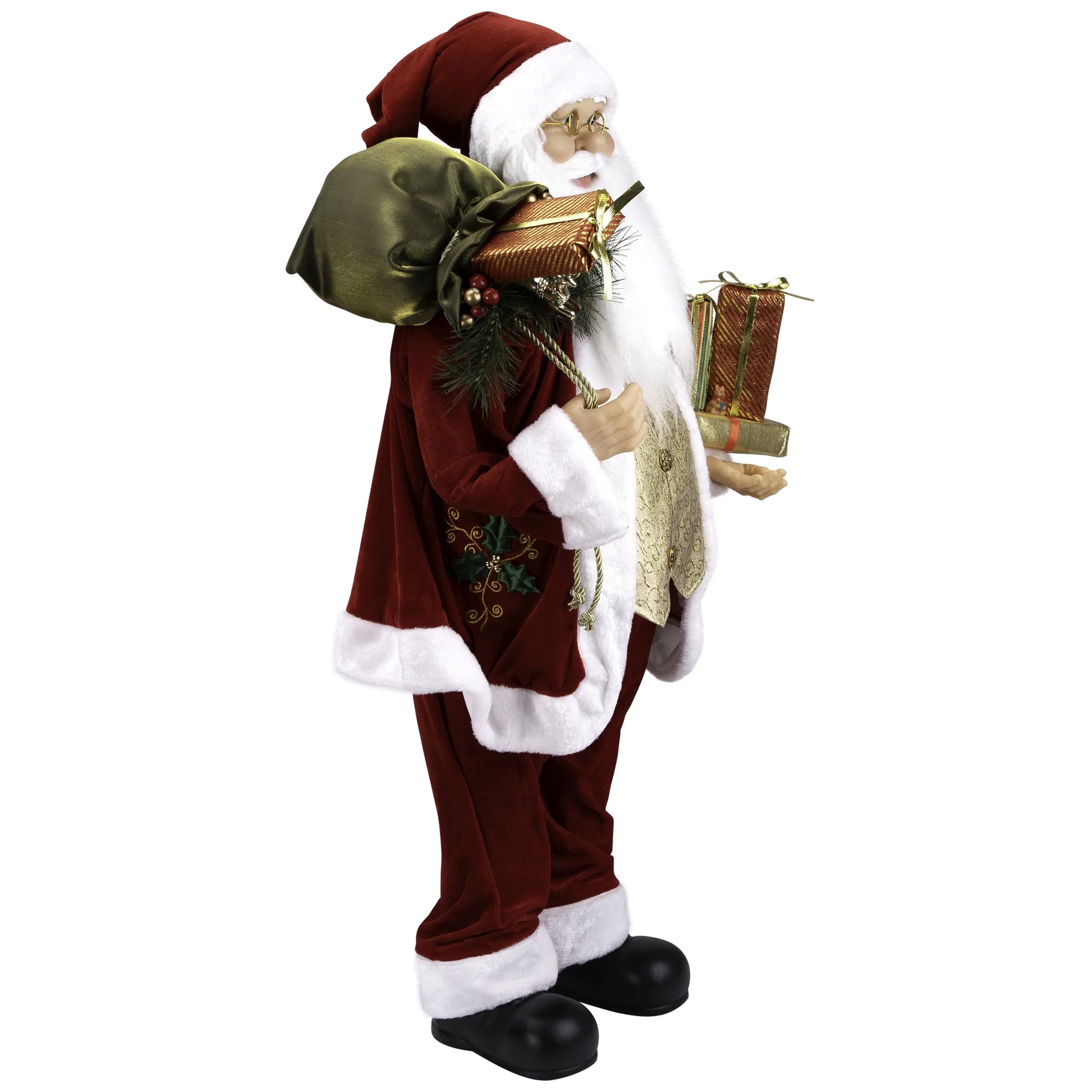 Holly Berry Santa Claus with Presents Christmas Figure - 36"