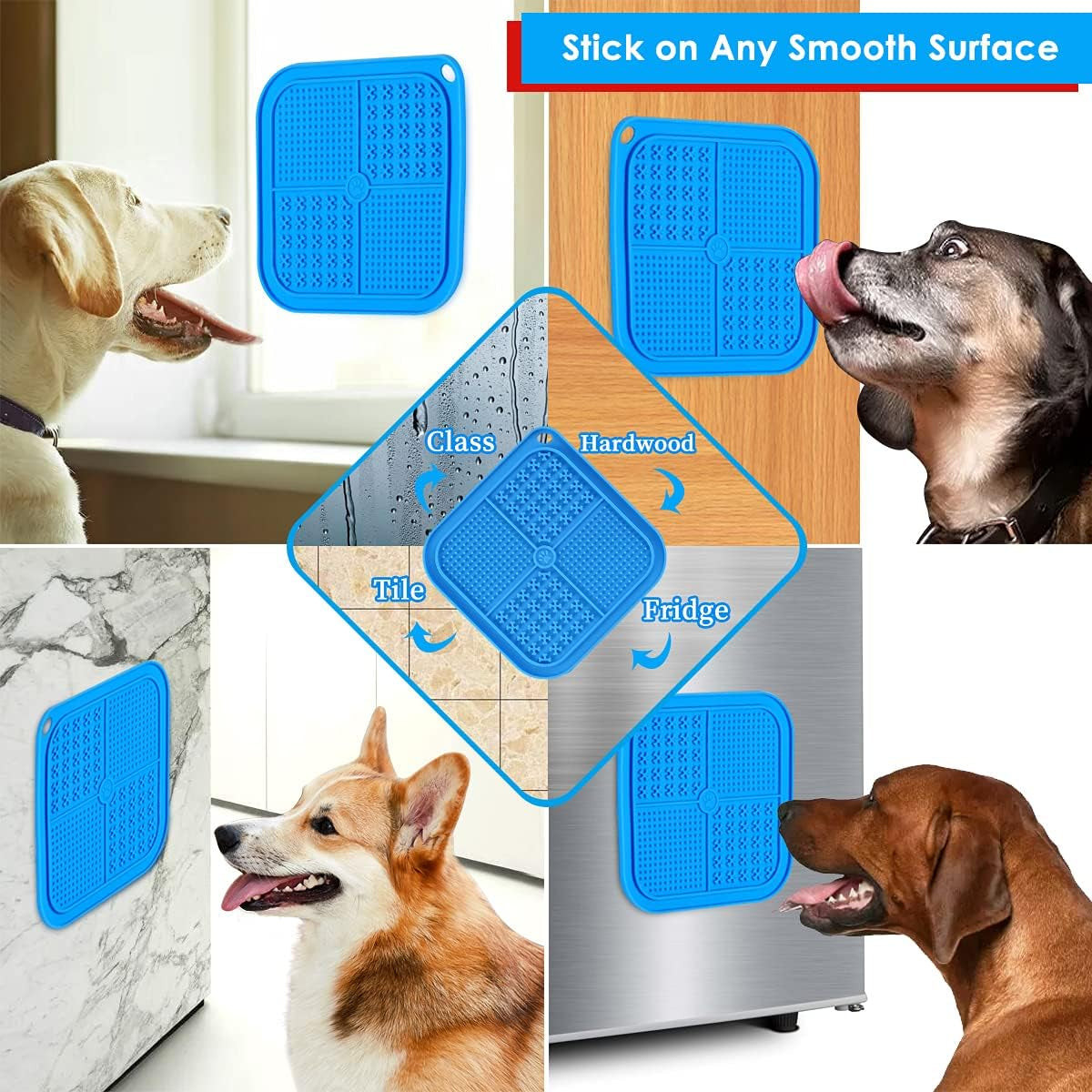 Lick Mat for Dogs with Suction Cups,Dog Food Licking Mat,Slow Feeder Dog Bowls for Boredom& Anxiety Reducer,Lick Pad for Dog & Cat Slow Feeders,Help Pets for Bathing,Nail Trimming,Grooming