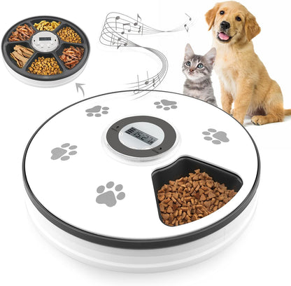 Automatic Cat Food Dispenser, Auto Cat Feeder - 6 Meals Pet Wet Food Dispenser for Small Dog with Programmable Timer Portion Control Timed Cat Feeder with Voice Reminder Pet's Supplies |