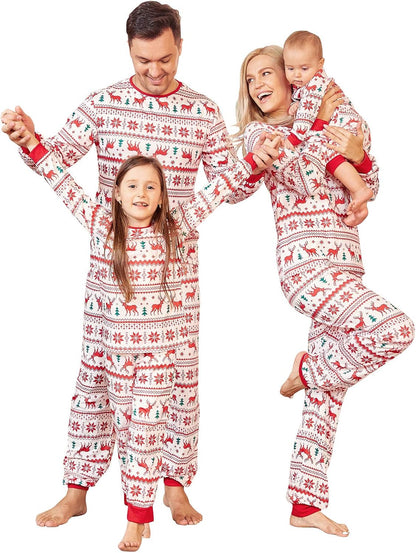 Christmas Pajamas for Family, Matching Family Christmas Pjs Sets Red Elk Tree Printed Top Sleepwear