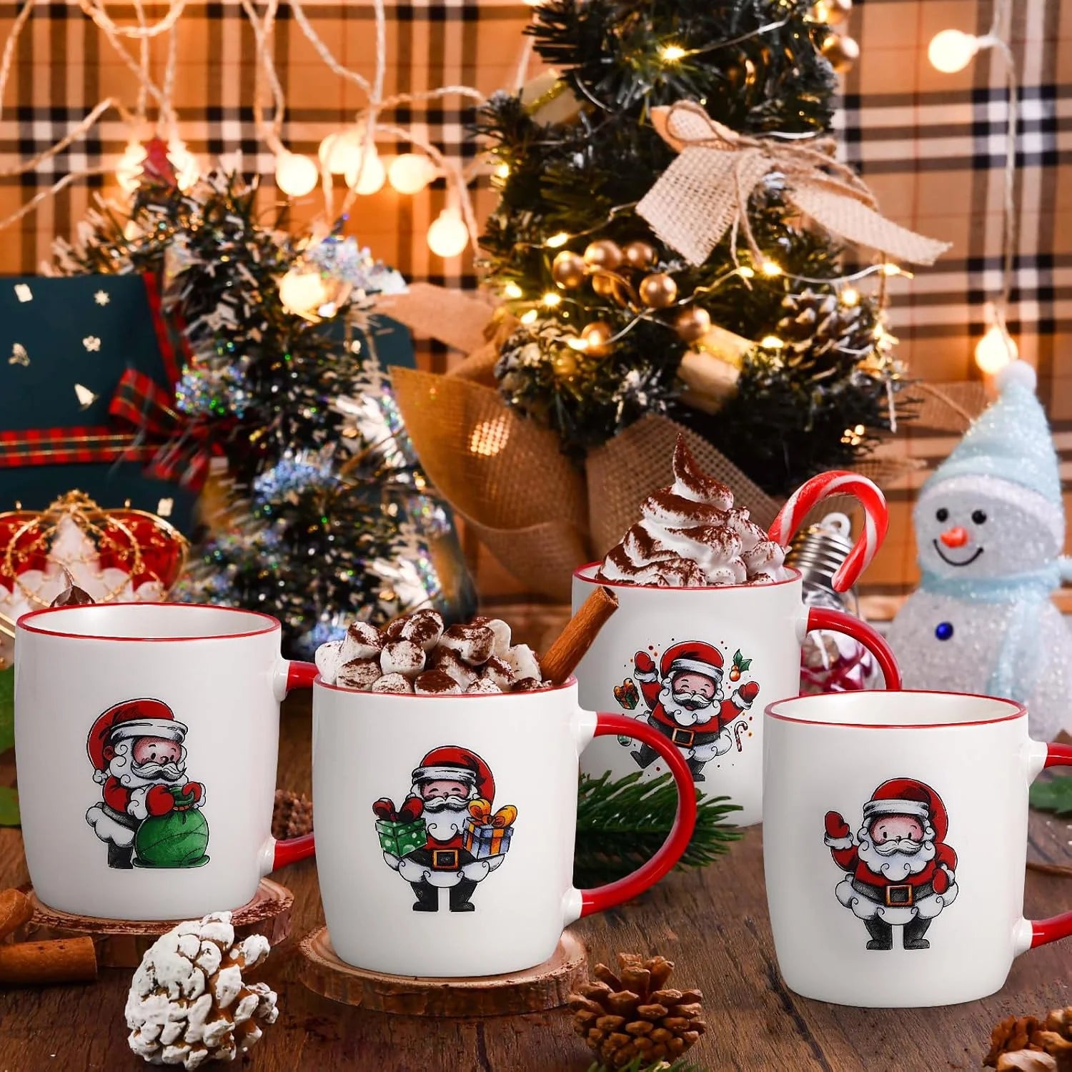 Christmas Mugs, Christmas Gifts Coffee Mug Tea Cup, Christmas Mugs Set of 4, 11 Fl Oz