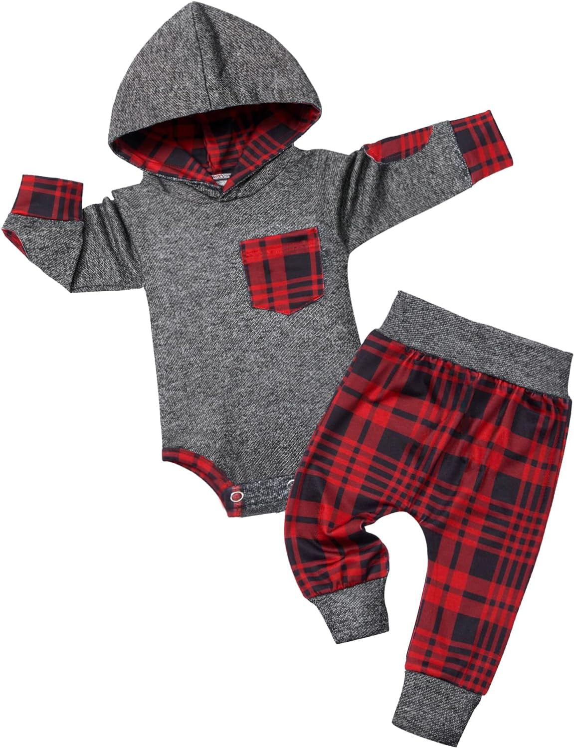 Newborn Baby Boy Clothes Plaid Letter Print Long Sleeve Hoodies + Long Pants 2PCS Fall Winter Outfits Set