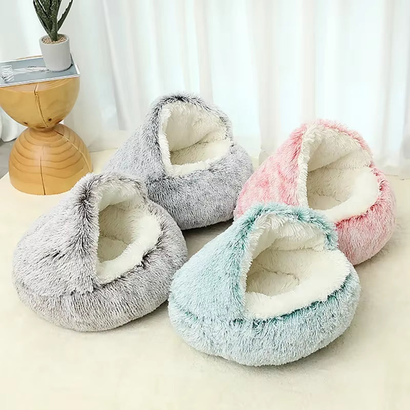 Winter Plush Pet Cat Bed round Cat Cushion Cat House 2 in 1 Warm Cats Basket Pet Sleep Bag Kitten Nest Kennel for Small Dog Cats Pet's Supplies |