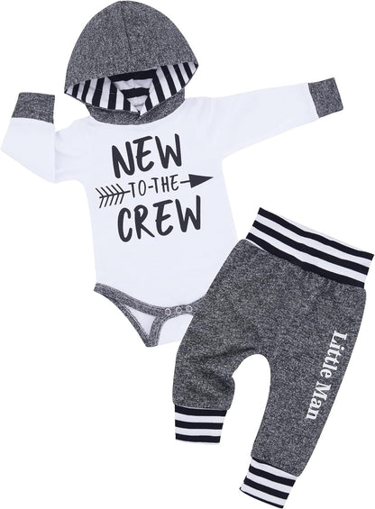 Newborn Baby Boy Clothes Plaid Letter Print Long Sleeve Hoodies + Long Pants 2PCS Fall Winter Outfits Set