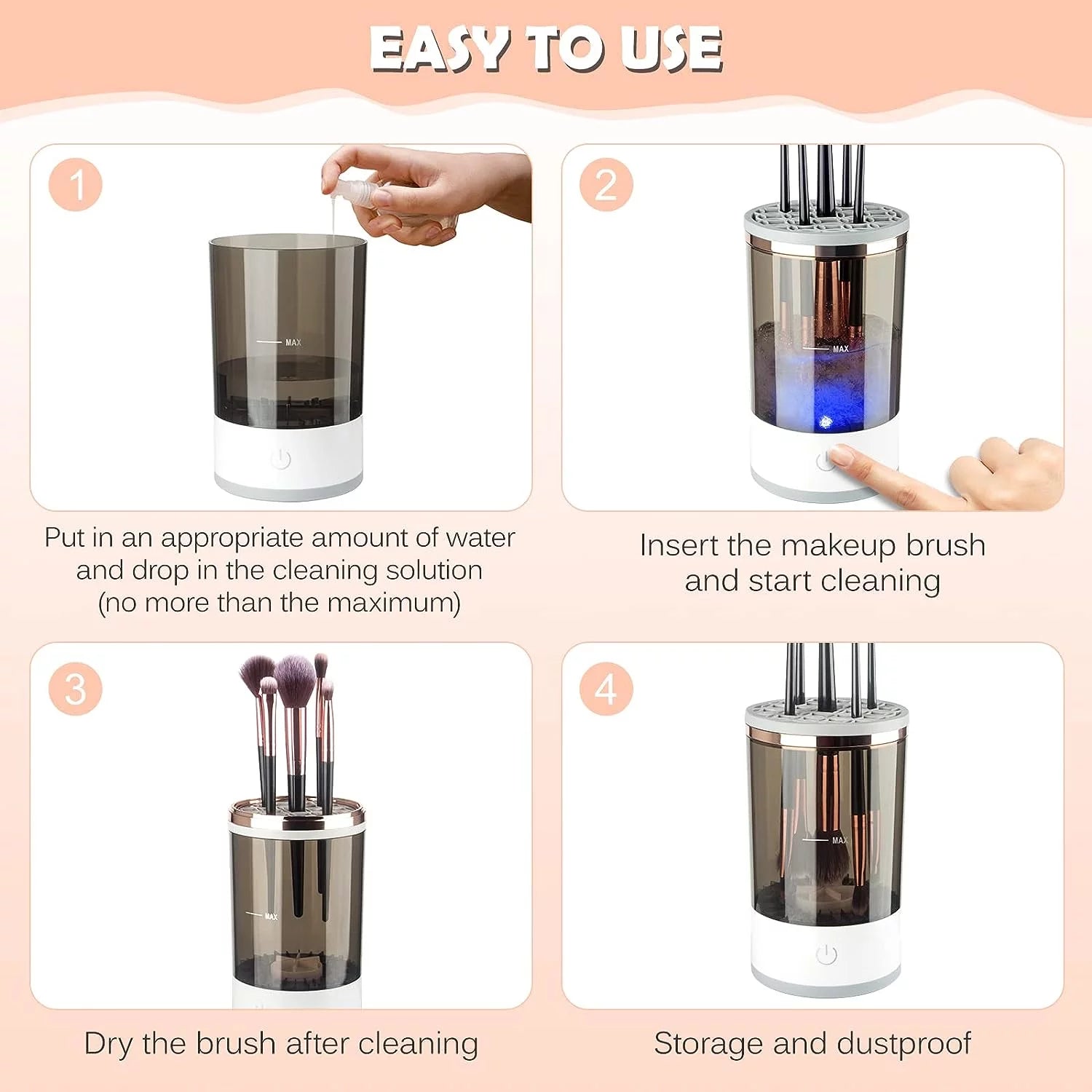 Electric , Cosmetic Brush Cleaner for Deep Cleaning All Types of Brushes, Birthday Christmas Gift for Women Wife Friend Pet's Supplies |