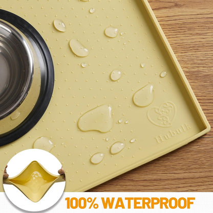 Dog Feeding Mat,100% Waterproof Food Grade Silicone Pet Food and Water Bowl Placemat,Dishwasher, High Raised Edge to Prevent Spills,Nonslip Tray to Stop Messes on Floor (24"X16"X0.5", Yellow) Pet's Supplies |