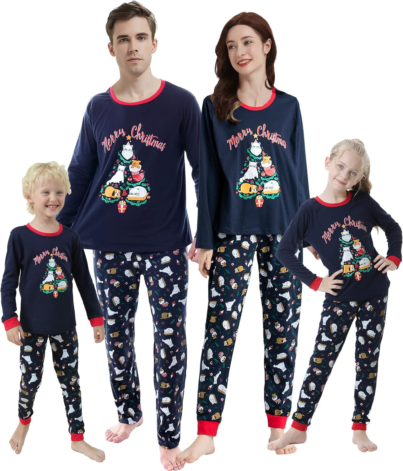 Family Matching Pajama Sets Cute Christmas Tree Sleepwear Snowman Holiday PJS for Couples and Kids